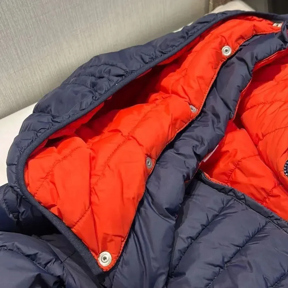 Gymboree Reversible Puffer Jacket Coat Red Blue Sz Medium 7-8 Hood Zip Front